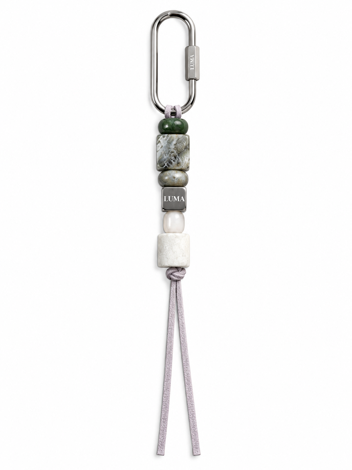 Sage suede bag charm by LUMA