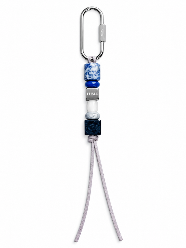 Cobalt suede bag charm by LUMA